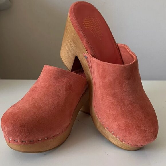 NIB Charlotte Stone Marlo Suede Clogs In Cerise Pink Size 8 - Picture 2 of 4